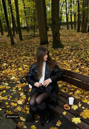 Длинный тренч из искусственной кожи- Заказать в России