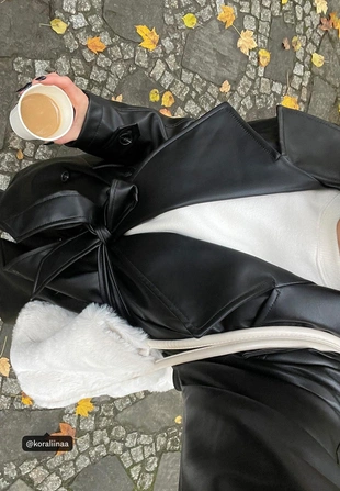 Длинный тренч из искусственной кожи- Заказать в России