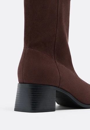 Ботильоны на каблуке из искусственной замши- Заказать в России