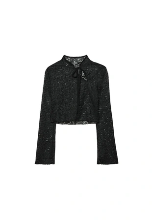 Укороченная кружевная футболка- Заказать в России