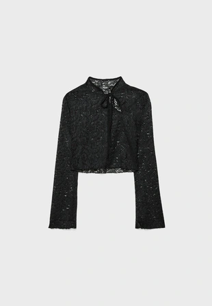 Укороченная кружевная футболка- Заказать в России