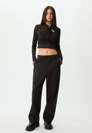 Укороченная кружевная футболка- Заказать в России