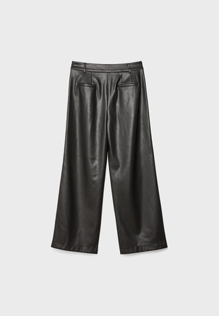 Брюки с защипами из искусственной кожи- Заказать в России