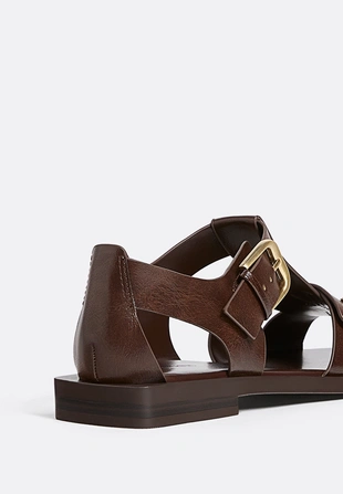 Сандалии с ремешками и пряжкой- Заказать в России