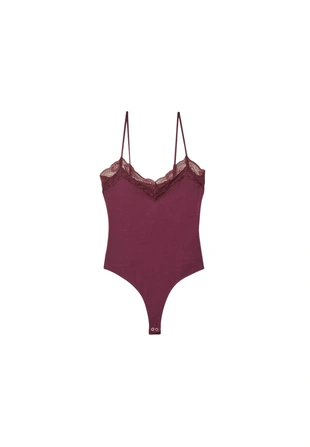 Хлопковый боди с кружевной отделкой- Заказать в России