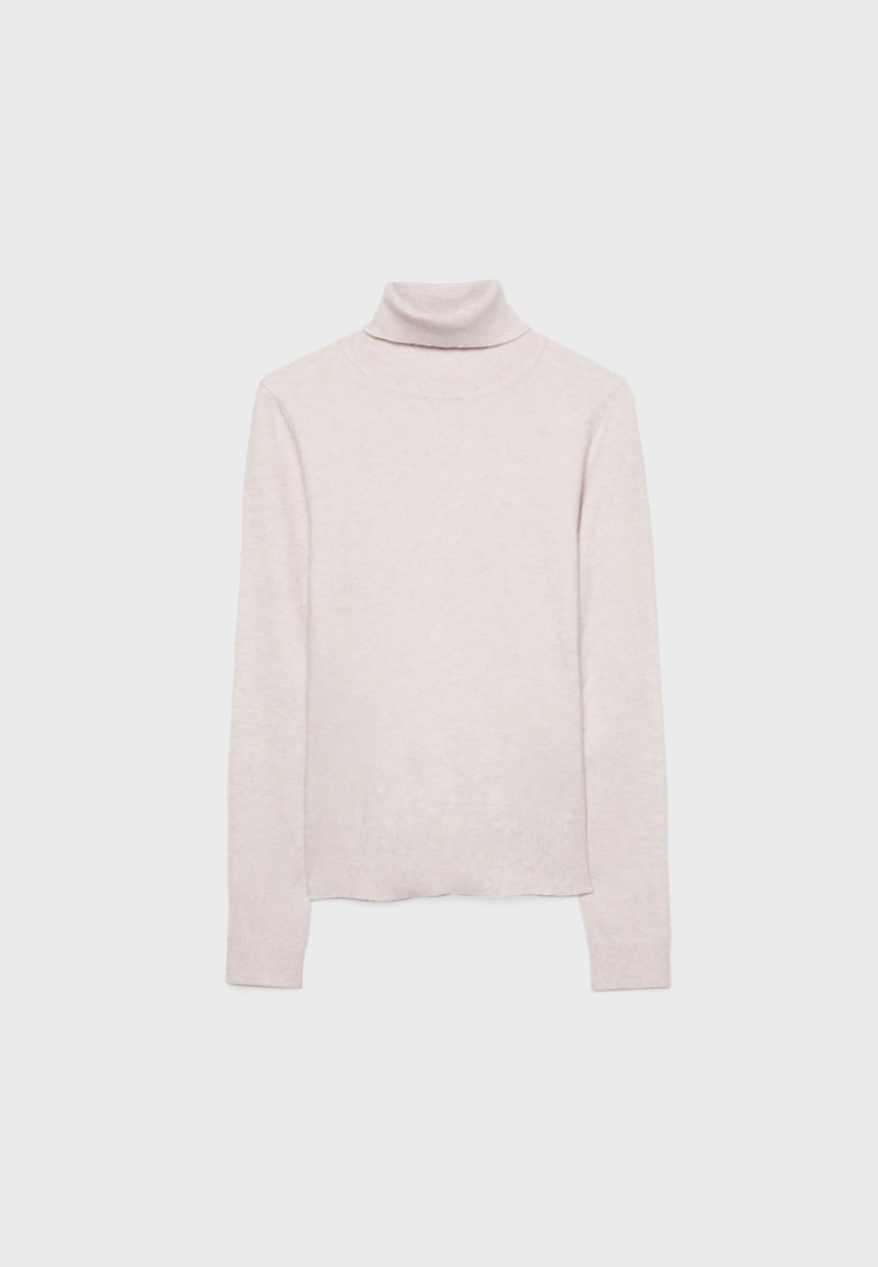 Базовый свитер гладкой вязки с высоким воротником