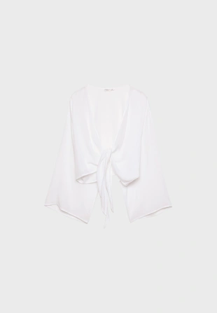 Легкая блузка с узлом- Заказать в России