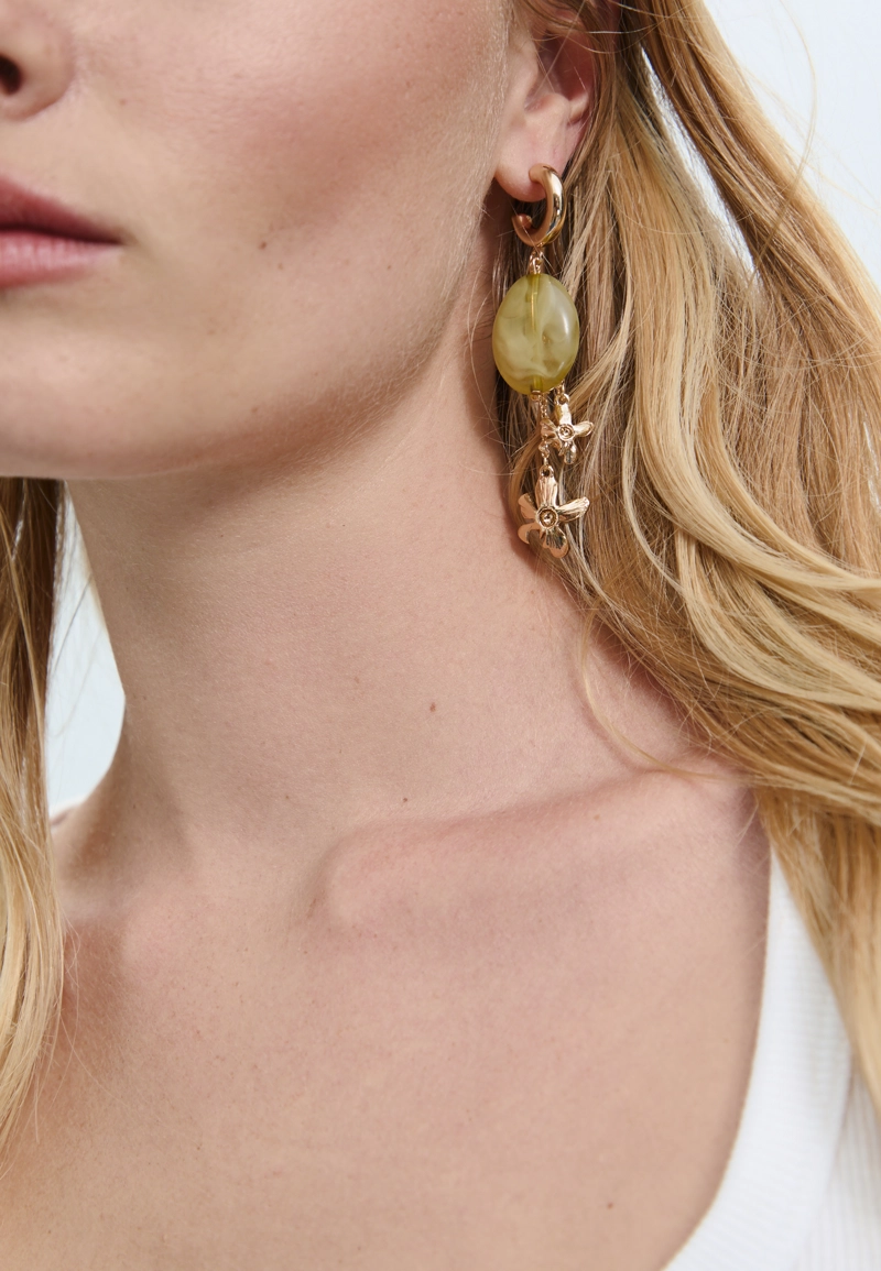 Длинные серьги с цветами