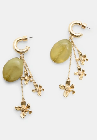 Длинные серьги с цветами- Заказать в России