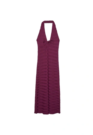 Текстурное платье миди с горловиной халтер- Заказать в России