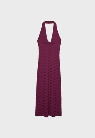 Текстурное платье миди с горловиной халтер- Заказать в России