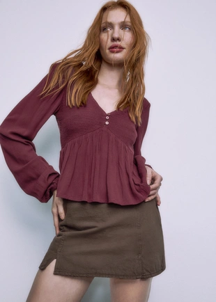 Легкая блузка с длинными рукавами- Заказать в России