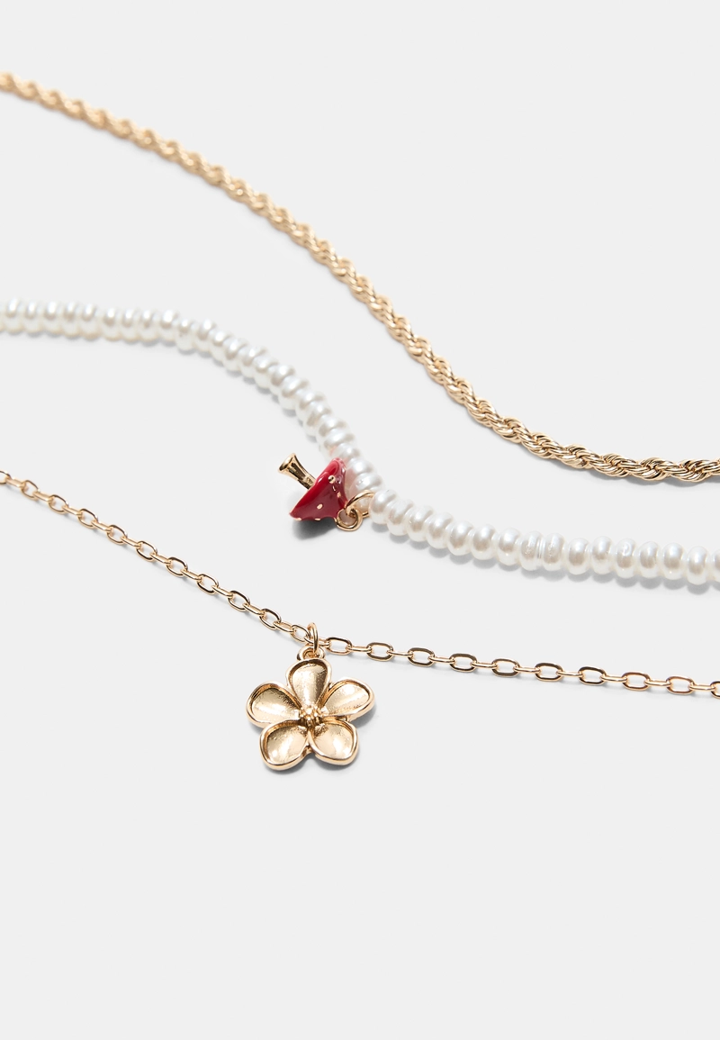 Набор из 3 кулонов: гриб и цветок