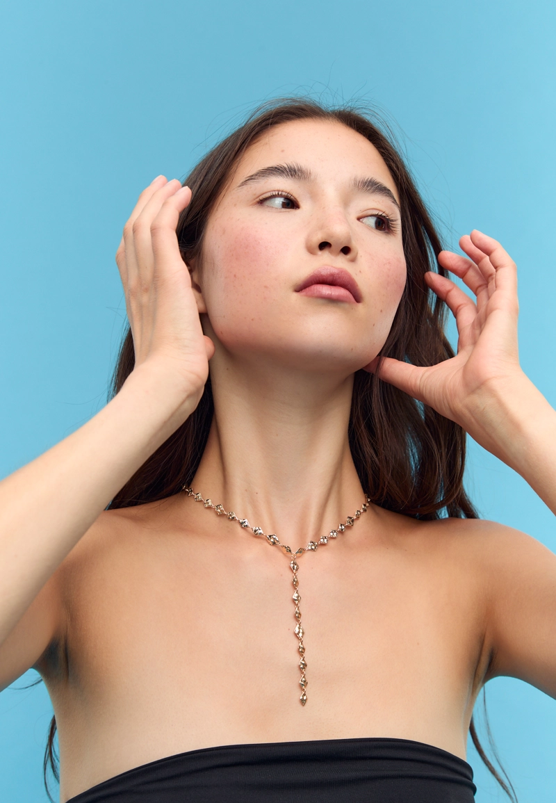 Колье-лариат с ромбами