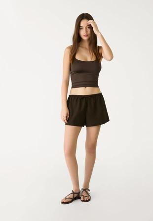 Шорты льняные на шнурке- Заказать в России