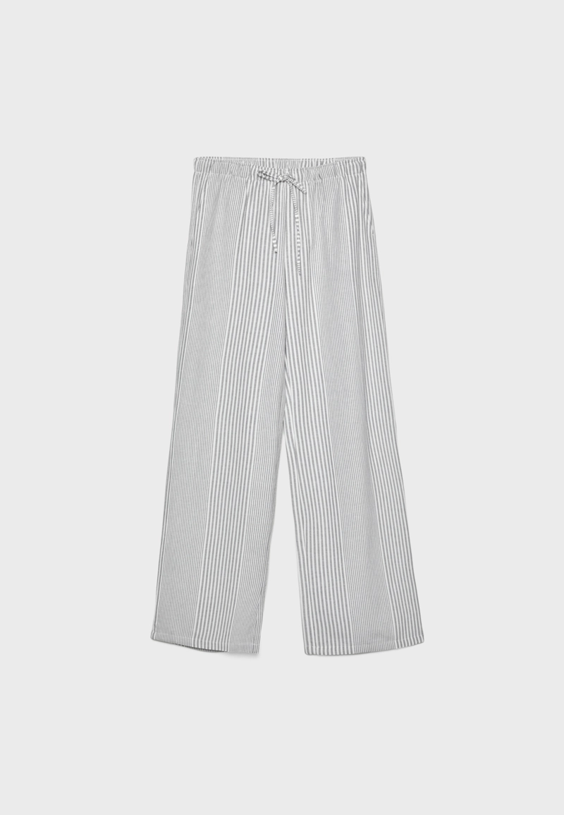 Легкие брюки в полоску с льняной тканью
