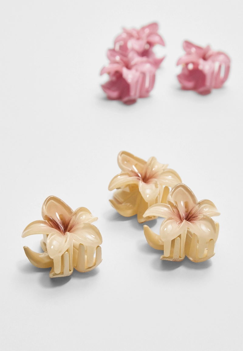 Набор из 6 мини-заколок в виде цветков