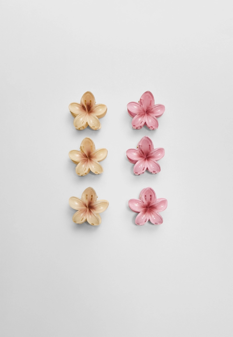 Набор из 6 мини-заколок в виде цветков