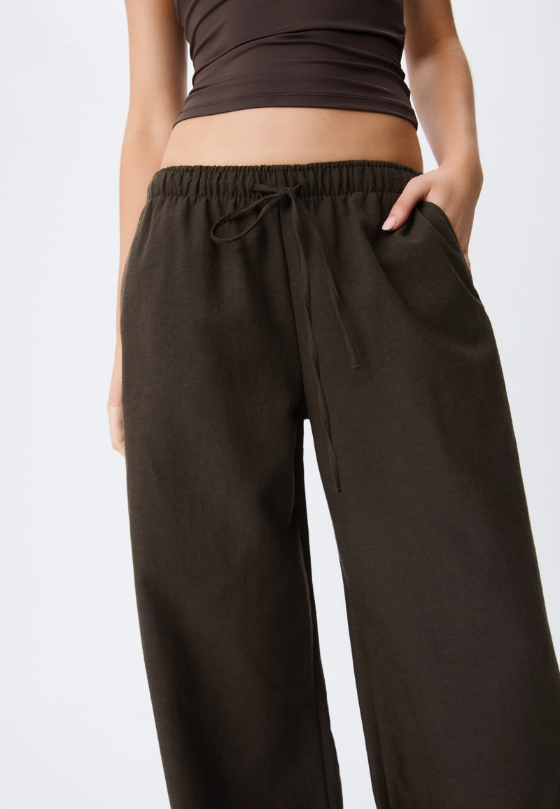 Льняные брюки на кулиске