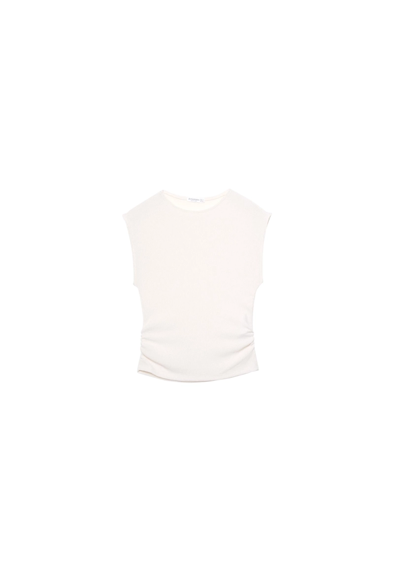 Футболка с мини-рукавами, сборками и текстурой