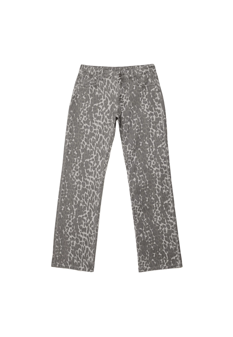 Брюки прямого кроя с леопардовым принтом