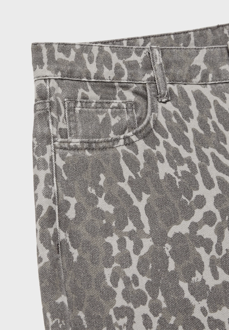 Брюки прямого кроя с леопардовым принтом