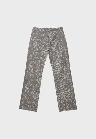Брюки прямого кроя с леопардовым принтом- Заказать в России