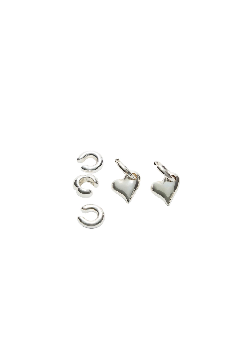 Набор из 3 кафф для ушей и серег-сердечек