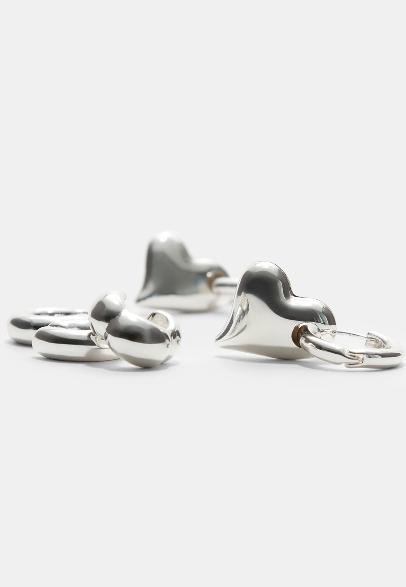 Набор из 3 кафф для ушей и серег-сердечек