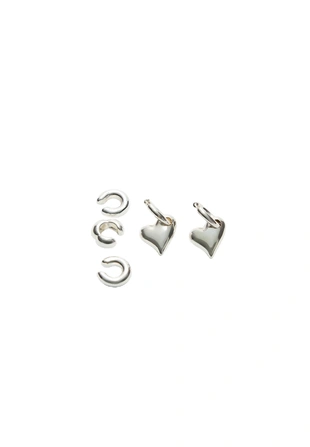 Набор из 3 кафф для ушей и серег-сердечек- Заказать в России