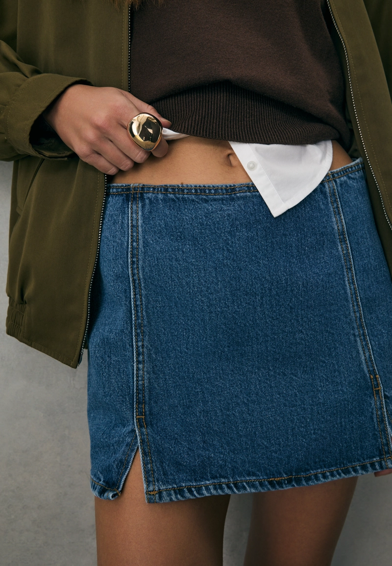 Мини-юбка-шорты с разрезами