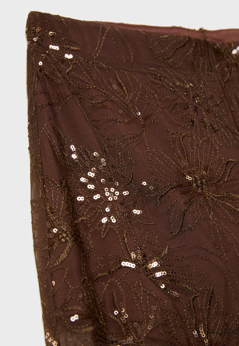 Струящиеся брюки с вышивкой и пайетками