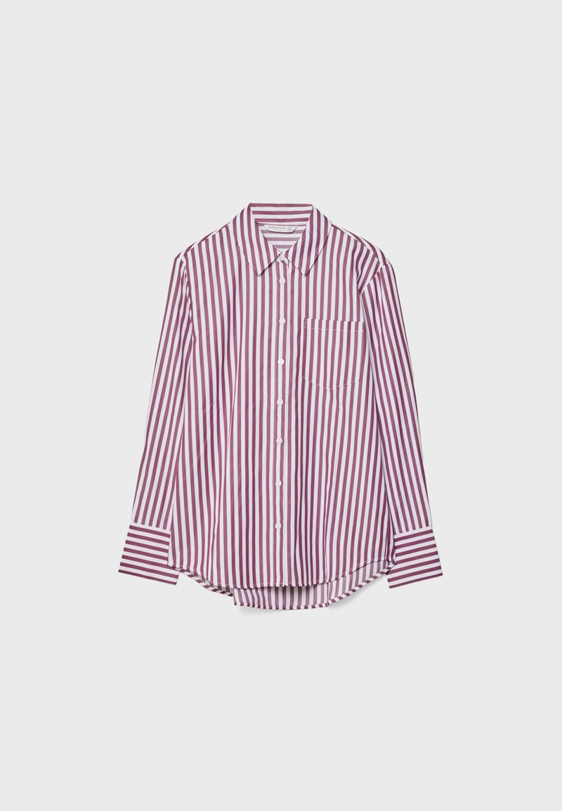 Базовая рубашка в полоску из поплина с карманом
