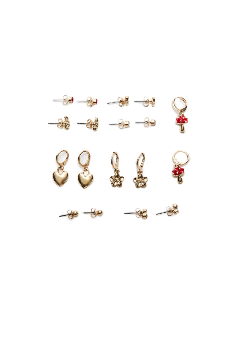 Набор из 9 сережек с грибами