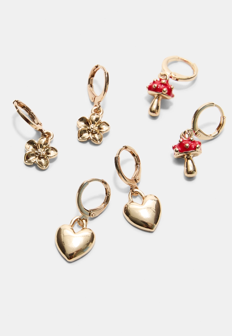 Набор из 9 сережек с грибами