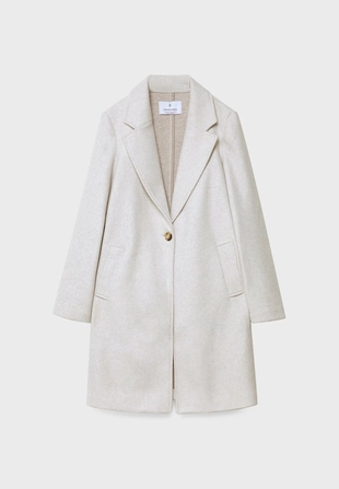 Пальто миди на пуговице из мягкой ткани- Заказать в России