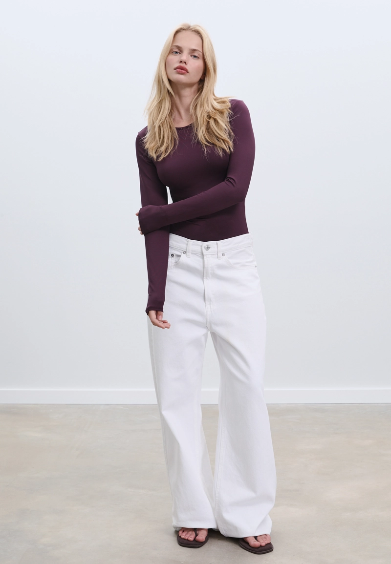 Боди с длинными рукавами из полиамида