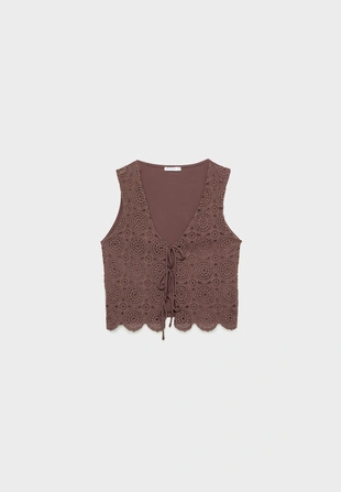 Комбинированный жилет крючком- Заказать в России