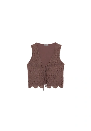 Комбинированный жилет крючком- Заказать в России