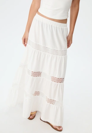 Длинная юбка с кружевными вставками- Заказать в России