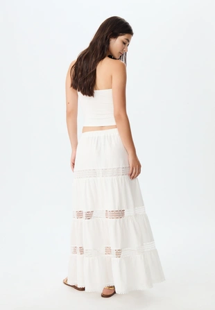 Длинная юбка с кружевными вставками- Заказать в России