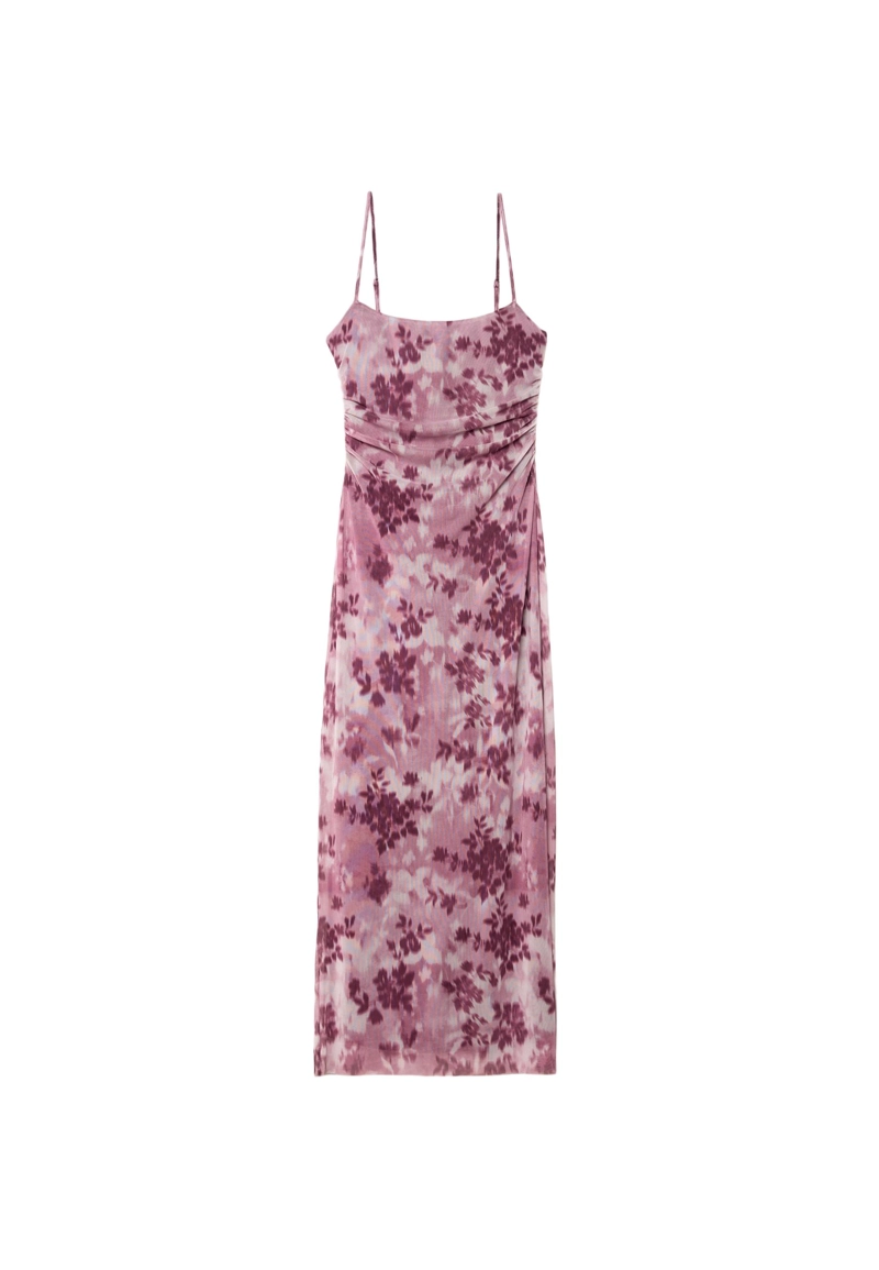 Платье миди из полупрозрачной ткани с принтом