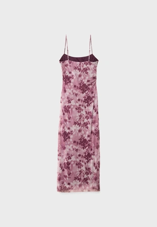 Платье миди из полупрозрачной ткани с принтом- Заказать в России