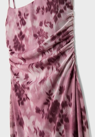 Платье миди из полупрозрачной ткани с принтом- Заказать в России