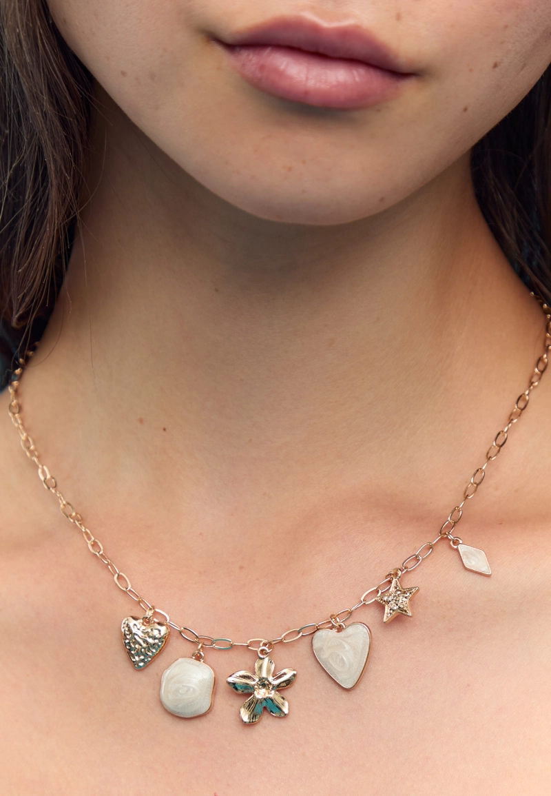 Комплект из 3 колье с эмалевыми подвесками