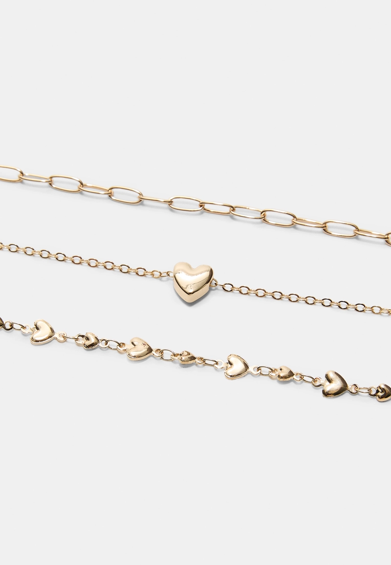 Набор из 3 колье-лариатов с сердечками