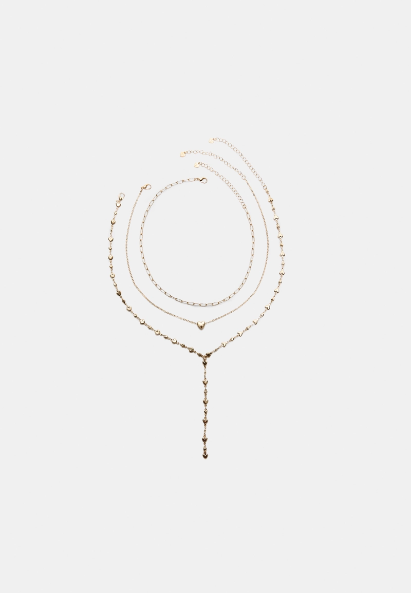 Набор из 3 колье-лариатов с сердечками