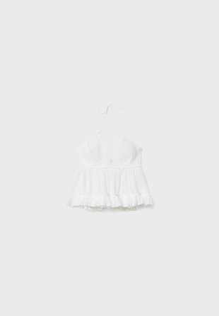 Легкий топ с вышивкой и горловиной халтер- Заказать в России