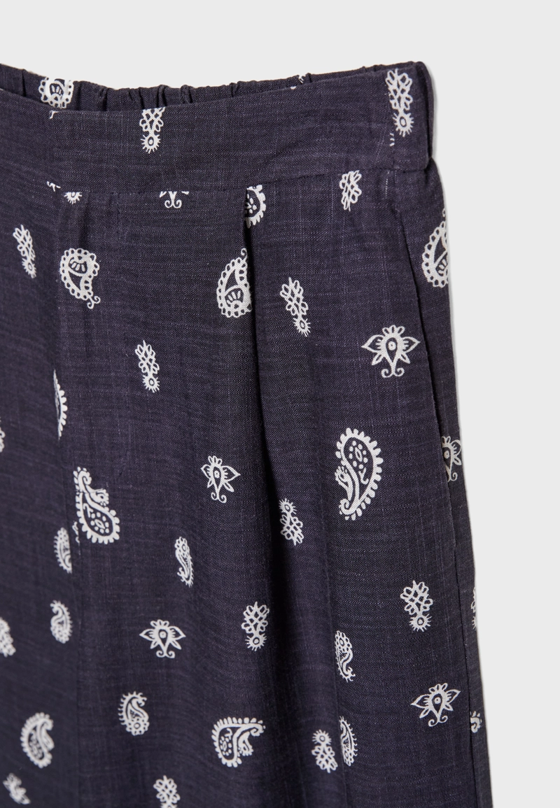 Брюки-кюлоты с льняным принтом