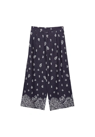 Брюки-кюлоты с льняным принтом- Заказать в России